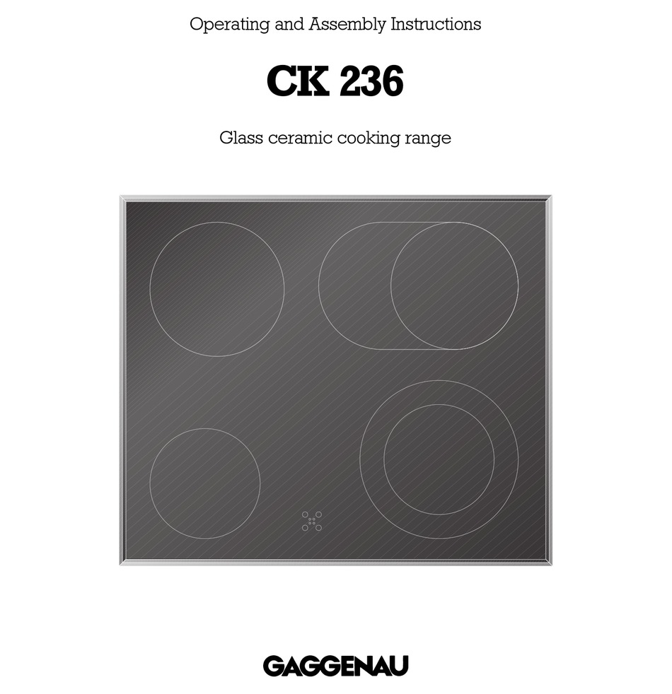 GAGGENAU CK 236 INSTALLATION AND OPERATING MANUAL Pdf Download ManualsLib