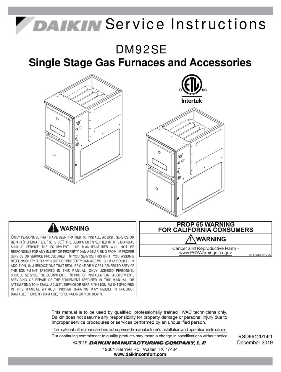 DAIKIN DM92SE SERVICE INSTRUCTIONS MANUAL Pdf Download | ManualsLib