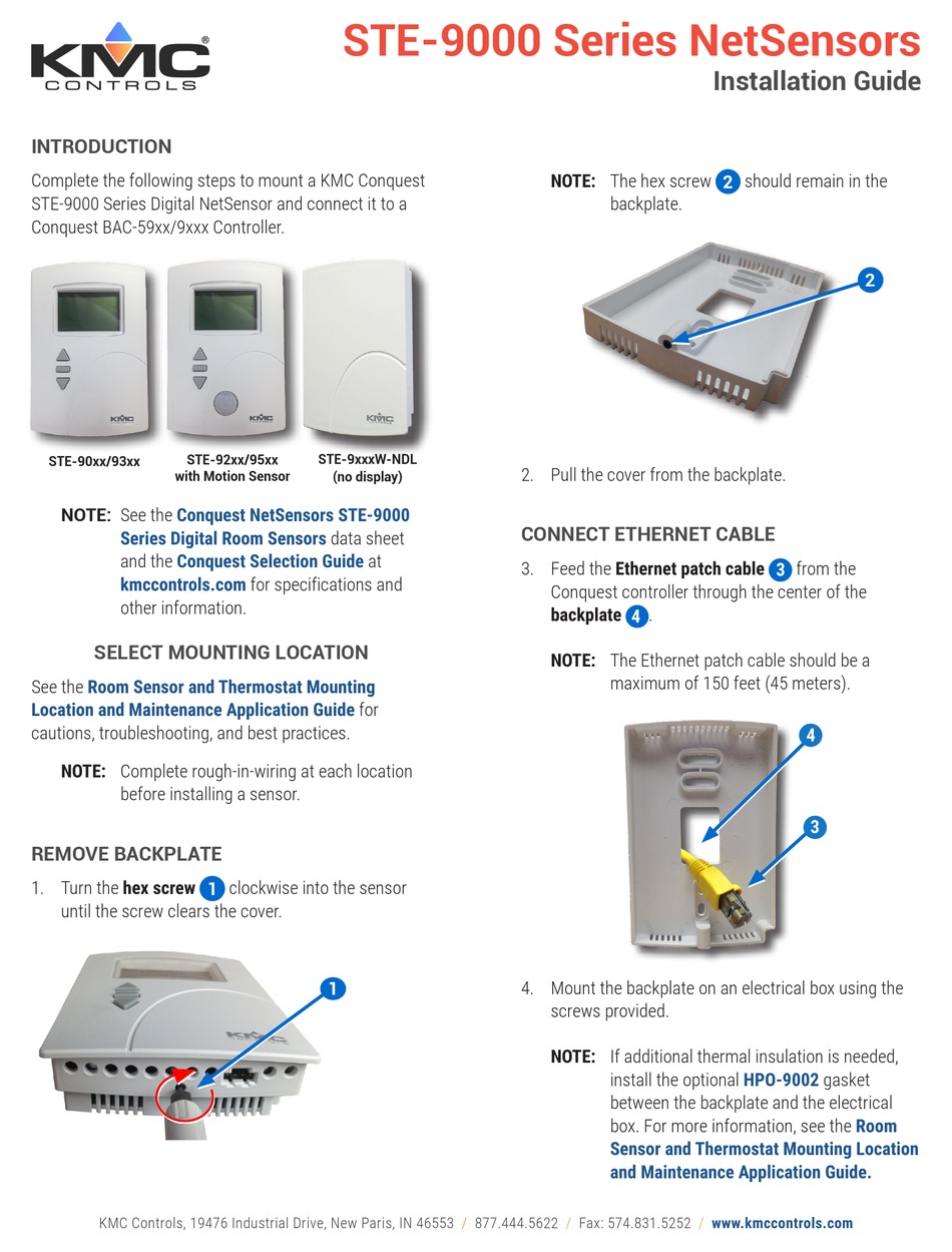 Kmc Controls Ste 9000 Series Installation Manual Pdf Download Manualslib 