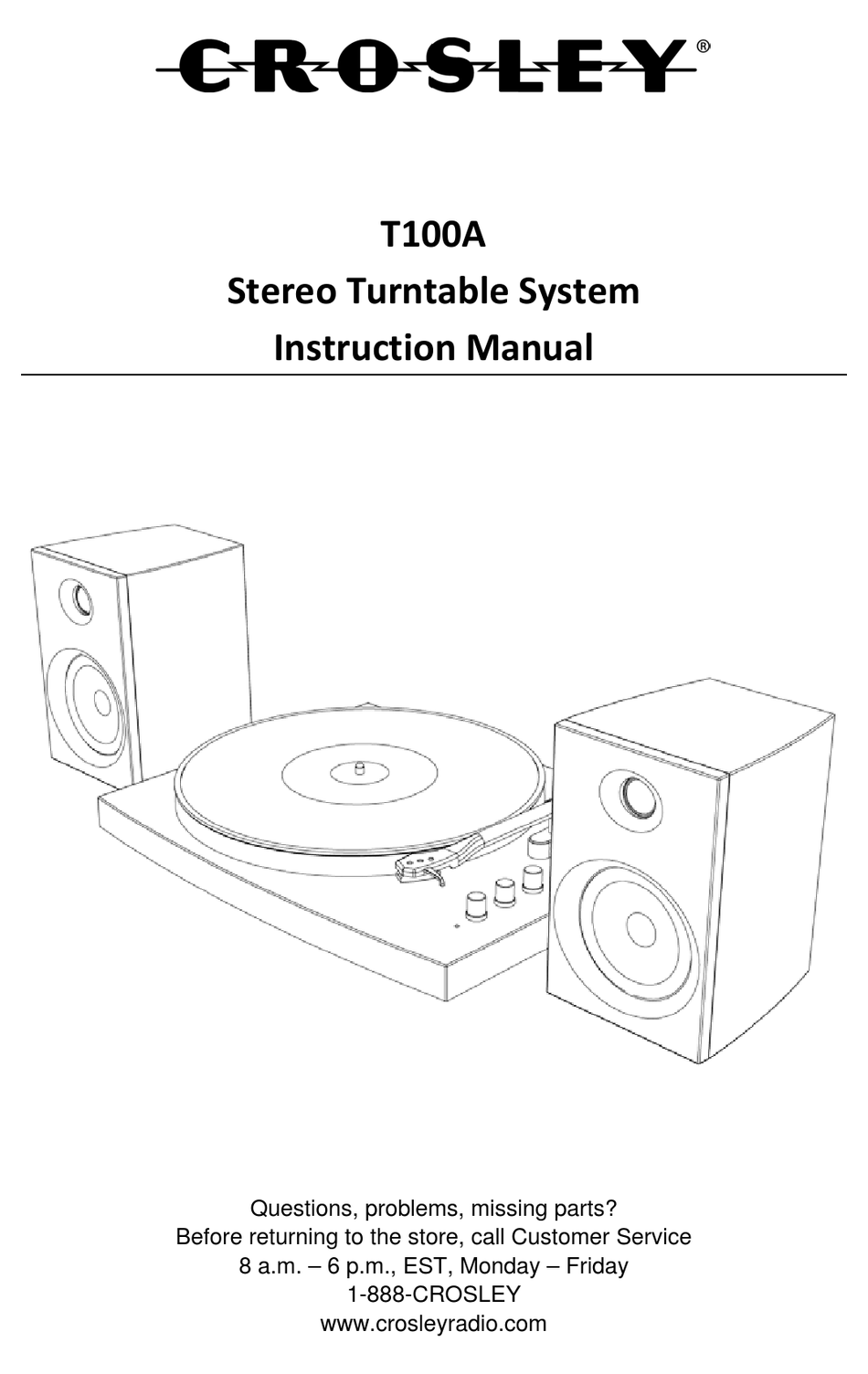 Crosley T100a Instruction Manual Pdf Download Manualslib