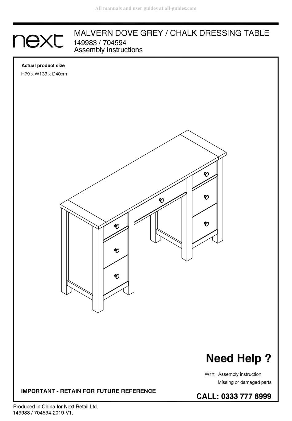 NEXT MALVERN 149983 ASSEMBLY INSTRUCTIONS MANUAL Pdf Download ManualsLib