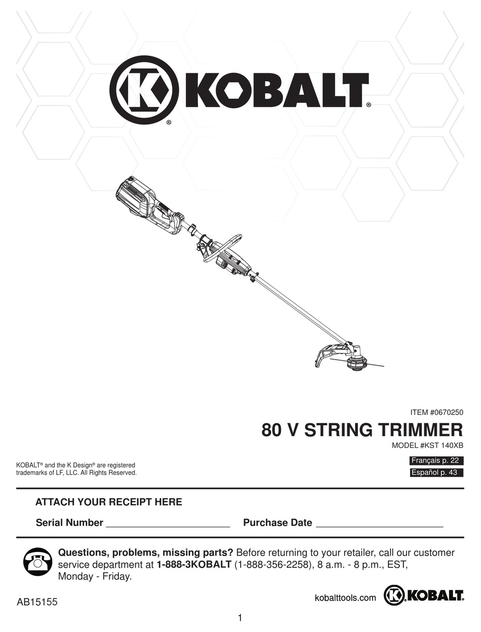KOBALT 140XB MANUAL Pdf Download ManualsLib