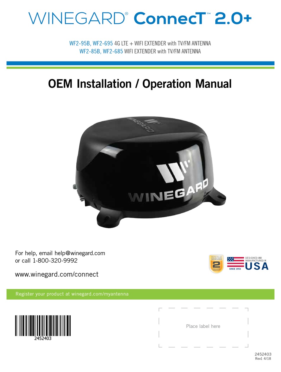 WINEGARD CONNECT 2.0 PLUS WF2695 INSTALLATION & OPERATION MANUAL Pdf Download ManualsLib
