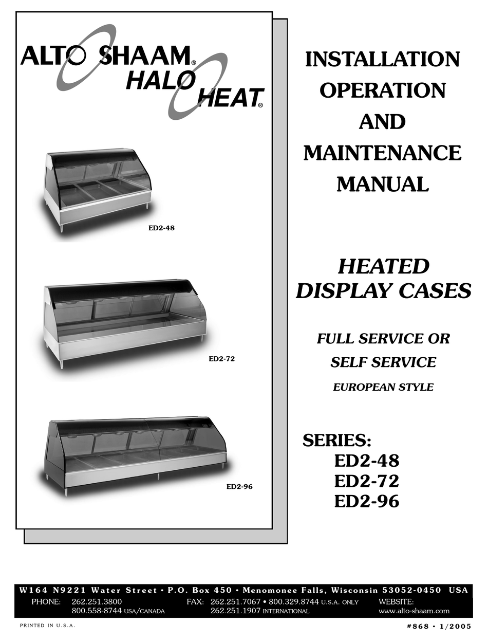 ALTOSHAAM HALO HEAT ED248 SERIES INSTALLATION, OPERATION AND