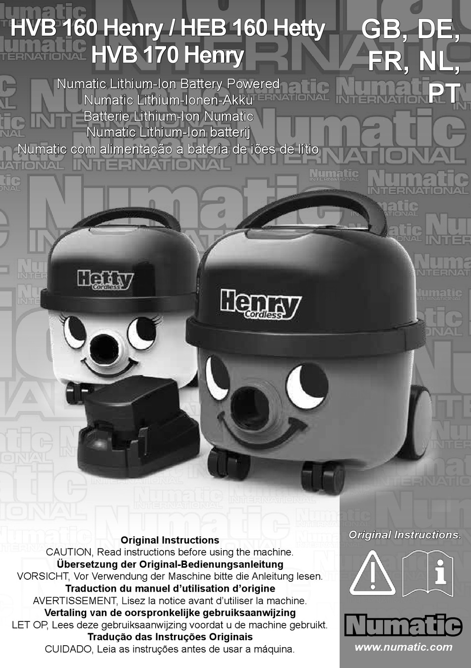 NUMATIC HVB 170 HENRY ORIGINAL INSTRUCTIONS MANUAL Pdf Download