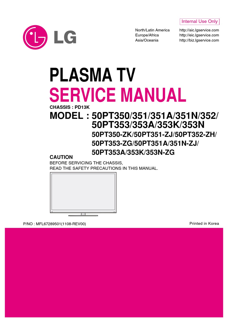 LG 50PT350ZK SERVICE MANUAL Pdf Download ManualsLib