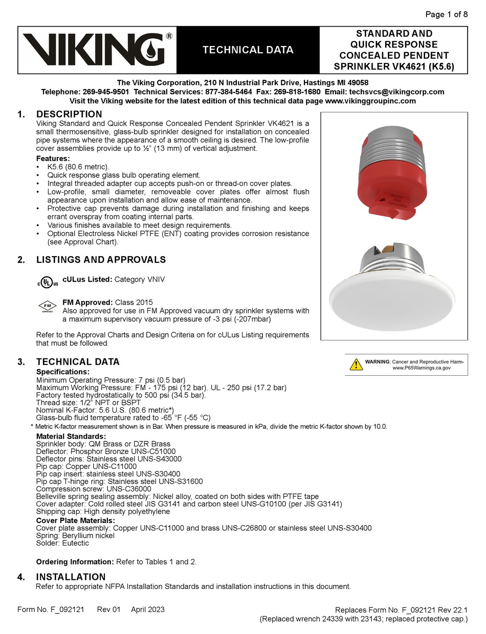 VIKING VK4621 TECHNICAL DATA MANUAL Pdf Download | ManualsLib