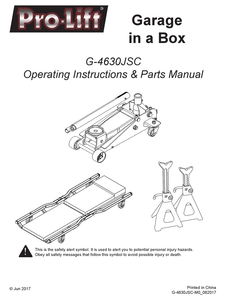 PROLIFT G4630JSC OPERATING INSTRUCTIONS & PARTS MANUAL Pdf Download