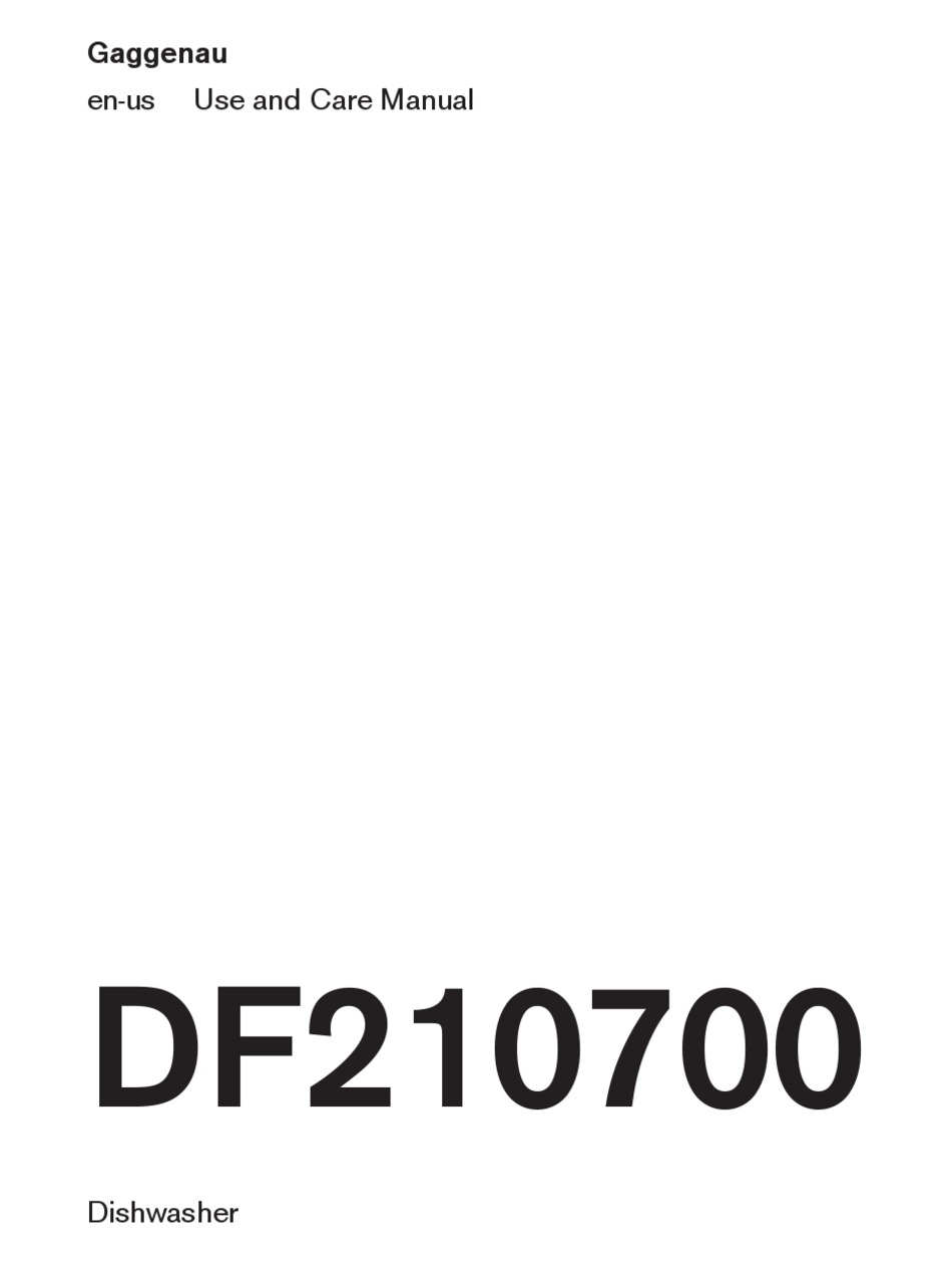 GAGGENAU DF210700 USE AND CARE MANUAL Pdf Download | ManualsLib