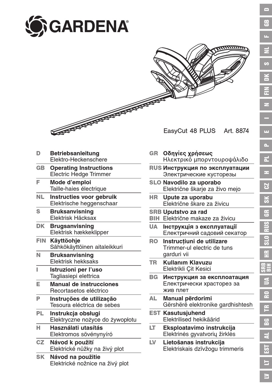 GARDENA EASYCUT 48 PLUS OPERATING INSTRUCTIONS MANUAL Pdf Download