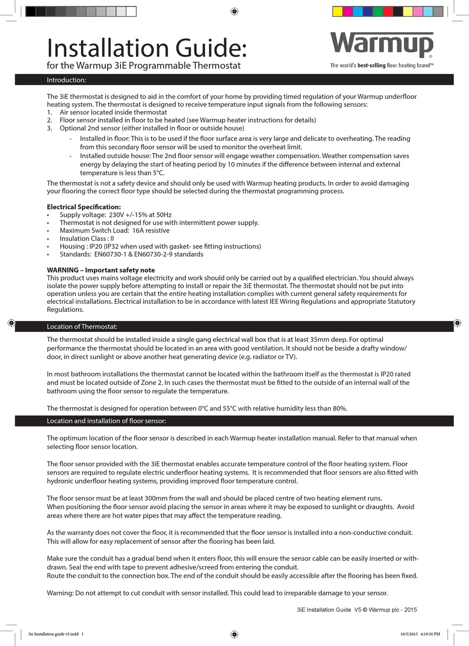 WARMUP WU3IEPB INSTALLATION MANUAL Pdf Download ManualsLib