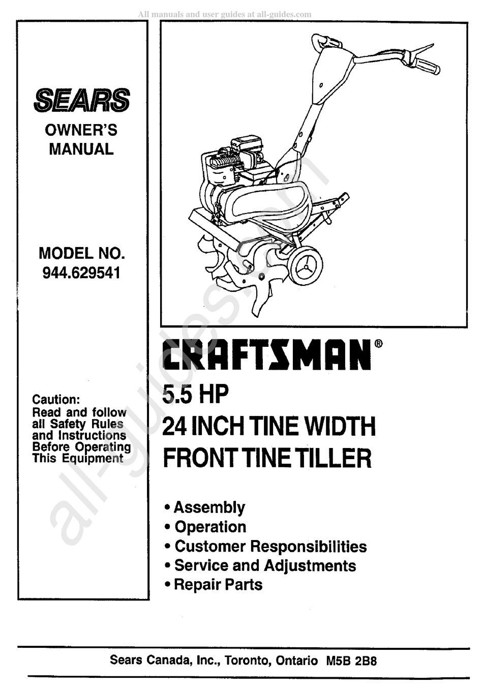 SEARS CRAFTSMAN 944.629541 OWNER'S MANUAL Pdf Download ManualsLib
