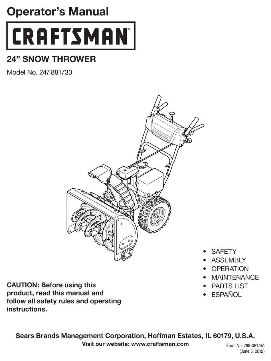 CRAFTSMAN 247.881730 OPERATOR'S MANUAL Pdf Download | ManualsLib