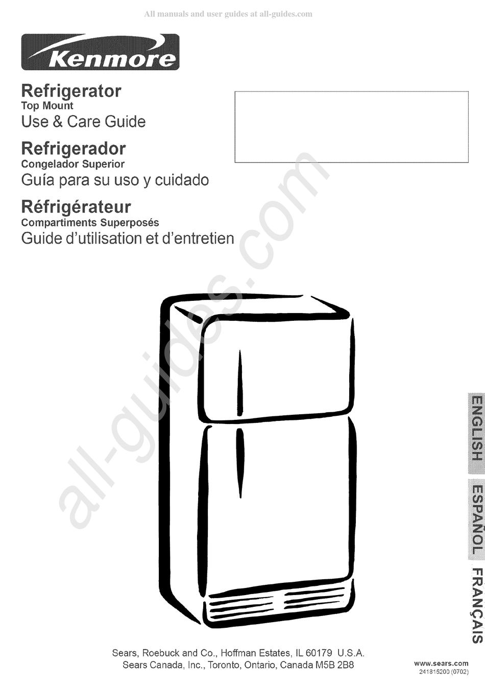 SEARS KENMORE 253 USE & CARE MANUAL Pdf Download ManualsLib