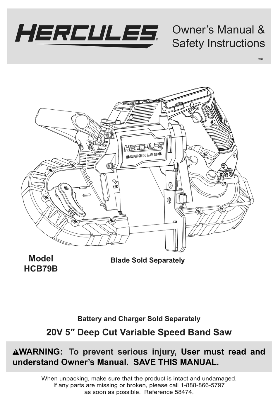 HERCULES HCB79B OWNER'S MANUAL & SAFETY INSTRUCTIONS Pdf Download ...