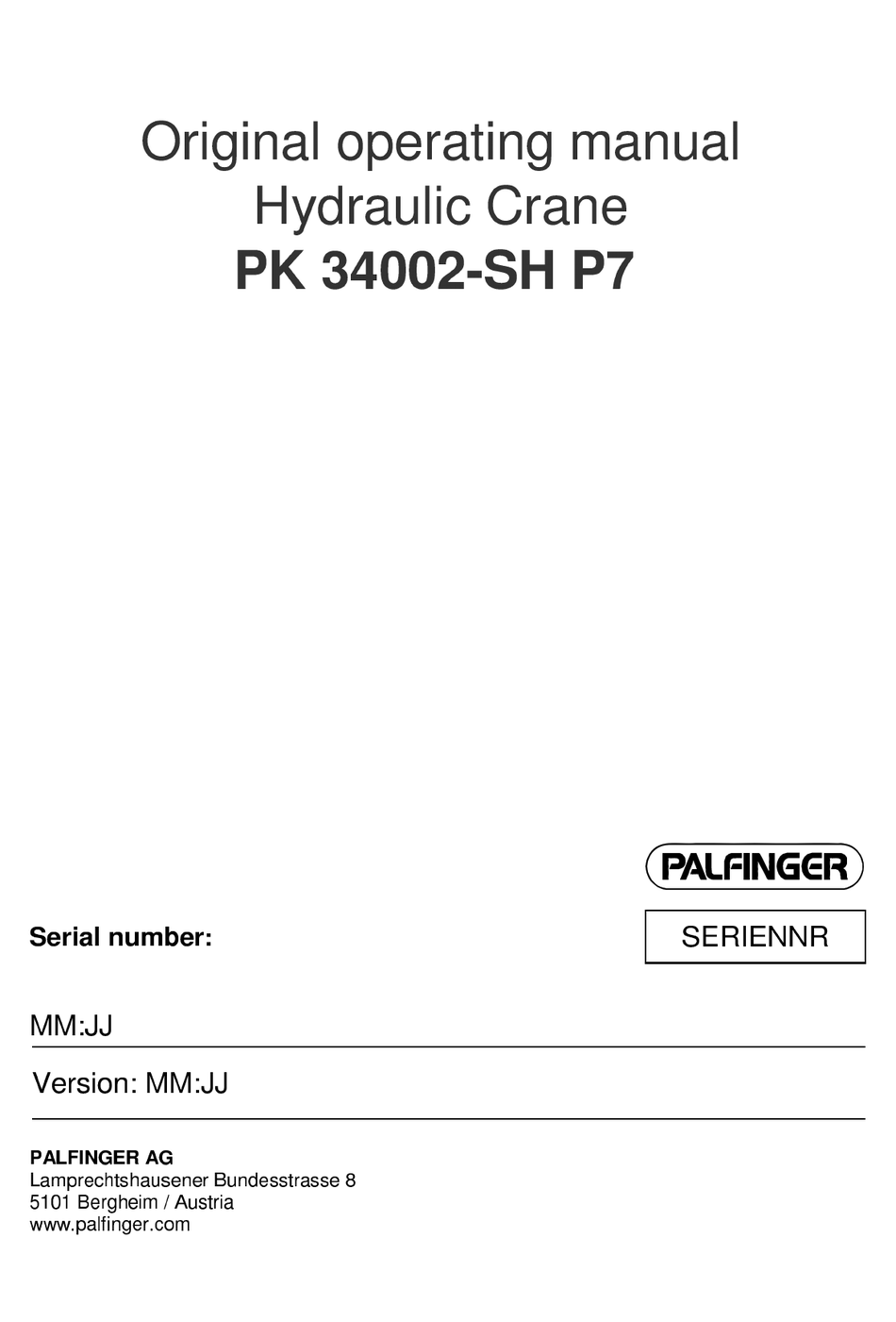 PALFINGER PK 34002SH P7 ORIGINAL OPERATING MANUAL Pdf Download ManualsLib