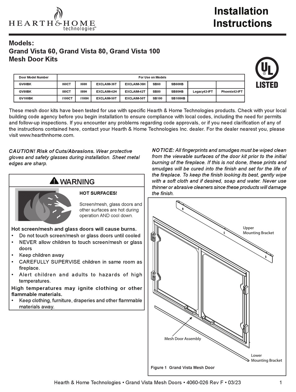 HEARTH AND HOME TECHNOLOGIES GV60BK INSTALLATION INSTRUCTIONS Pdf ...