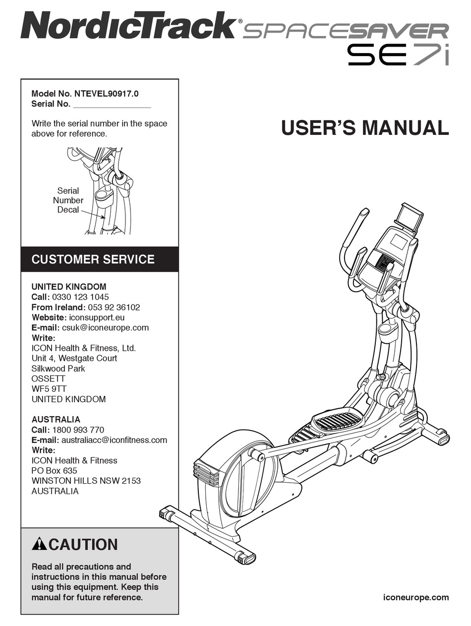 Nordictrack spacesaver 2024 se7i manual