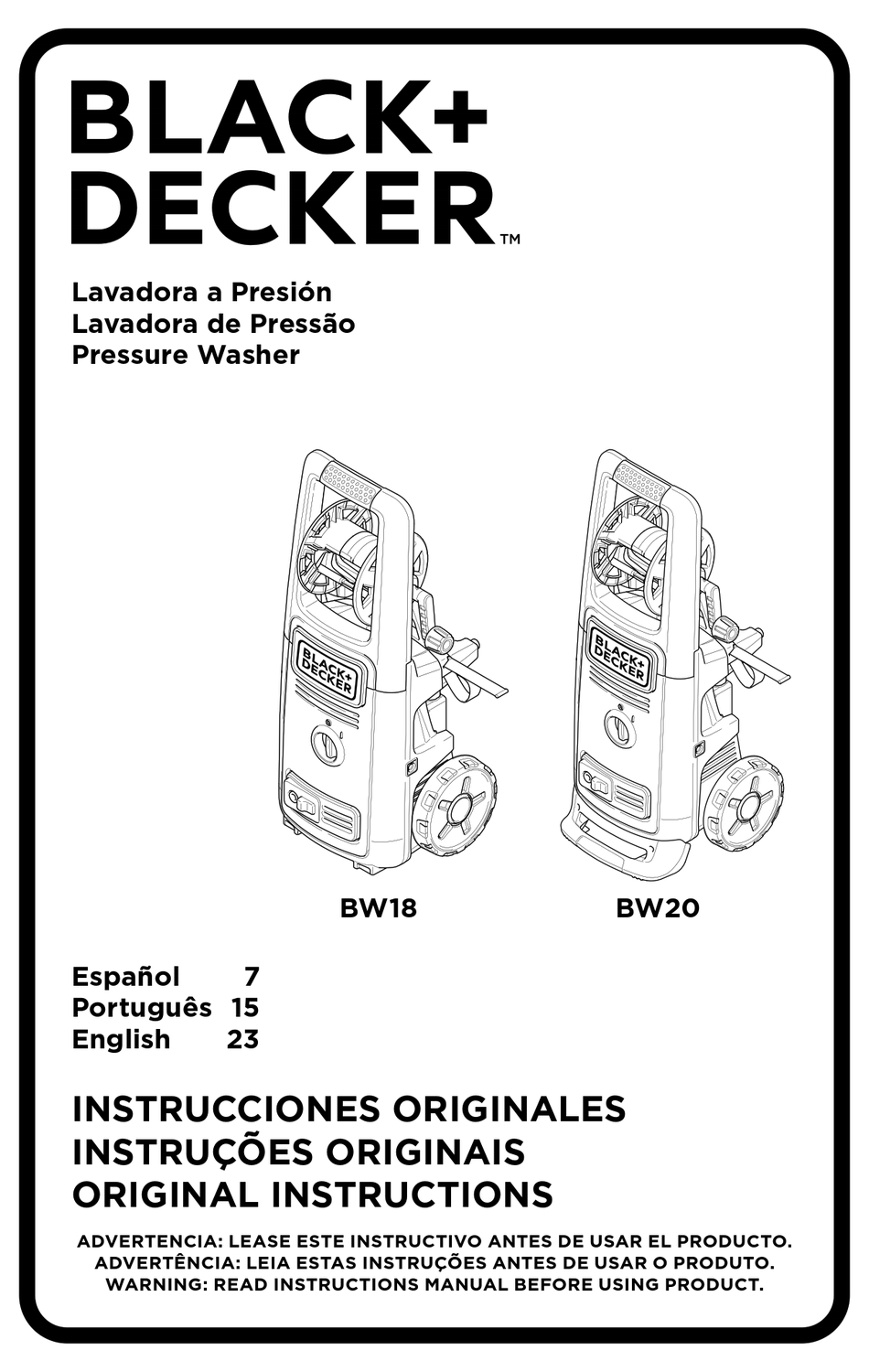 BLACK & DECKER BW18 ORIGINAL INSTRUCTIONS MANUAL Pdf Download | ManualsLib