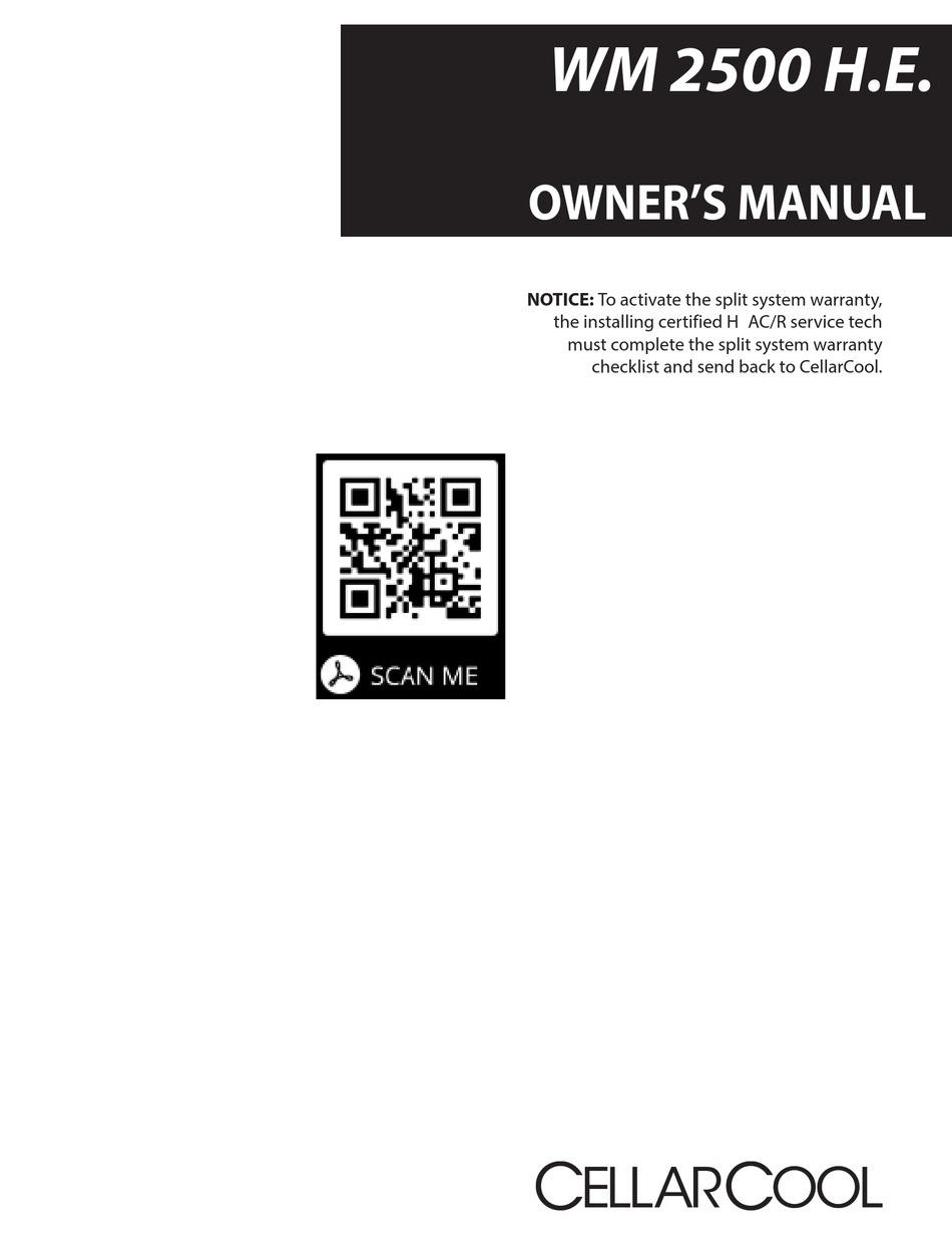 CELLARCOOL WM 2500 H.E. OWNER'S MANUAL Pdf Download ManualsLib