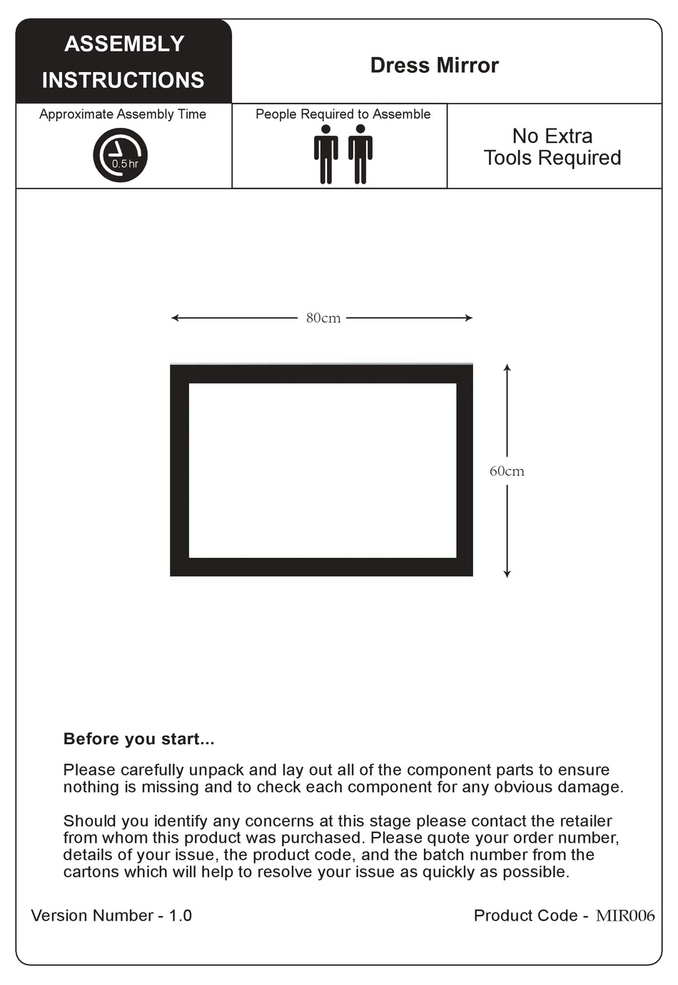 JULIAN BOWEN MIR006 ASSEMBLY INSTRUCTIONS Pdf Download ManualsLib