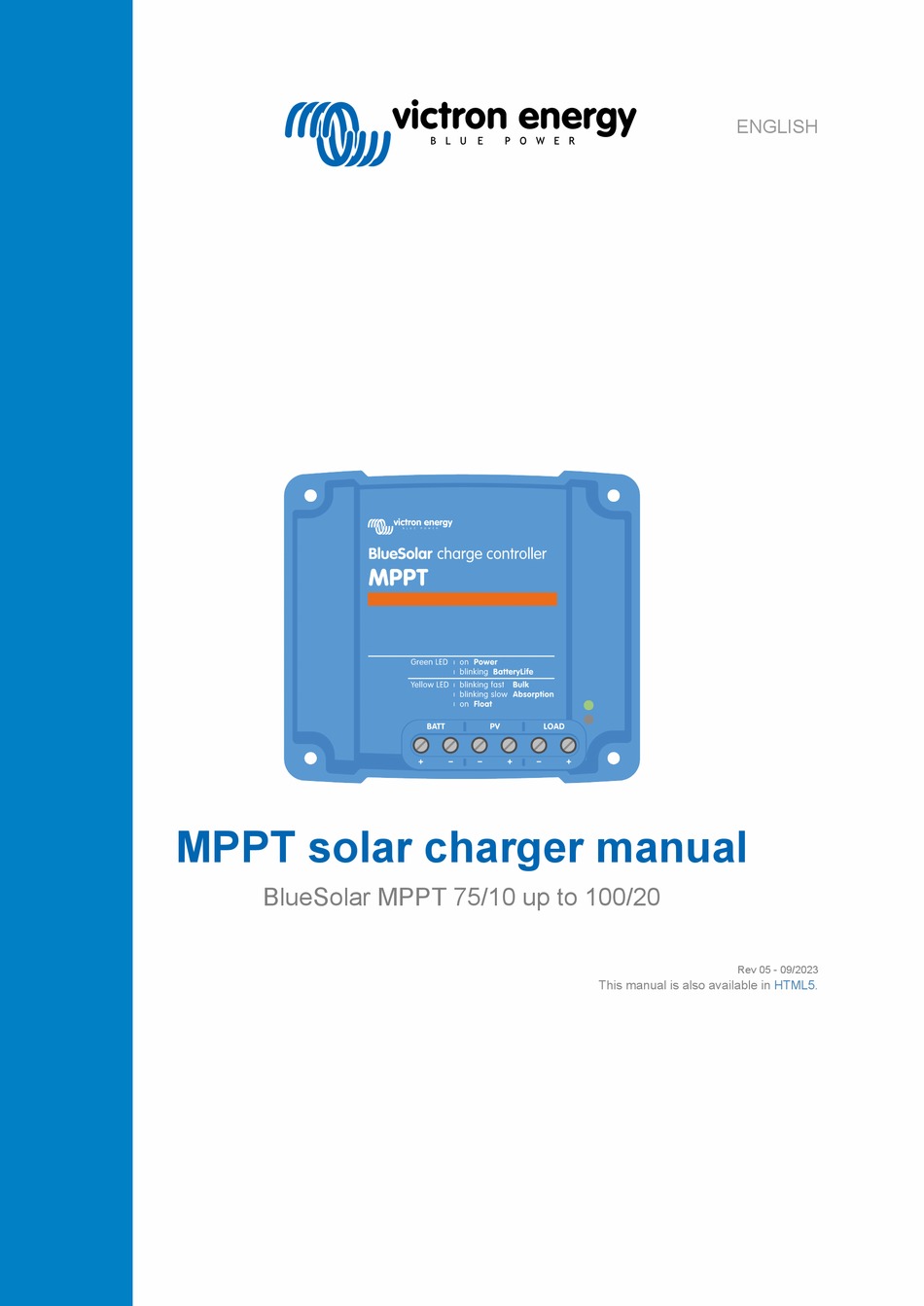 VICTRON ENERGY BLUESOLAR MPPT 75/10 MANUAL Pdf Download ManualsLib