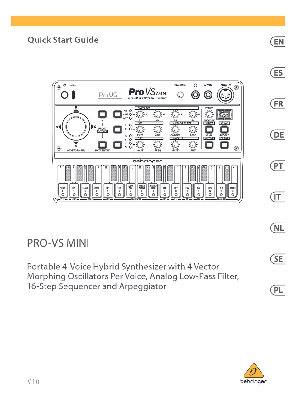 BEHRINGER PRO-VS MINI QUICK START MANUAL Pdf Download | ManualsLib