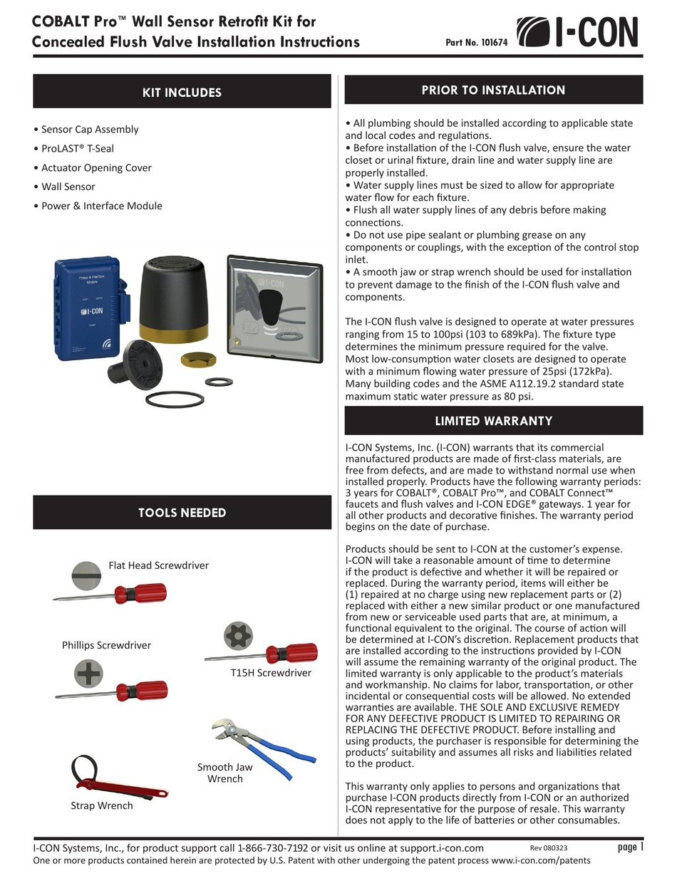 ICON COBALT PRO 101674 INSTALLATION INSTRUCTIONS MANUAL Pdf Download