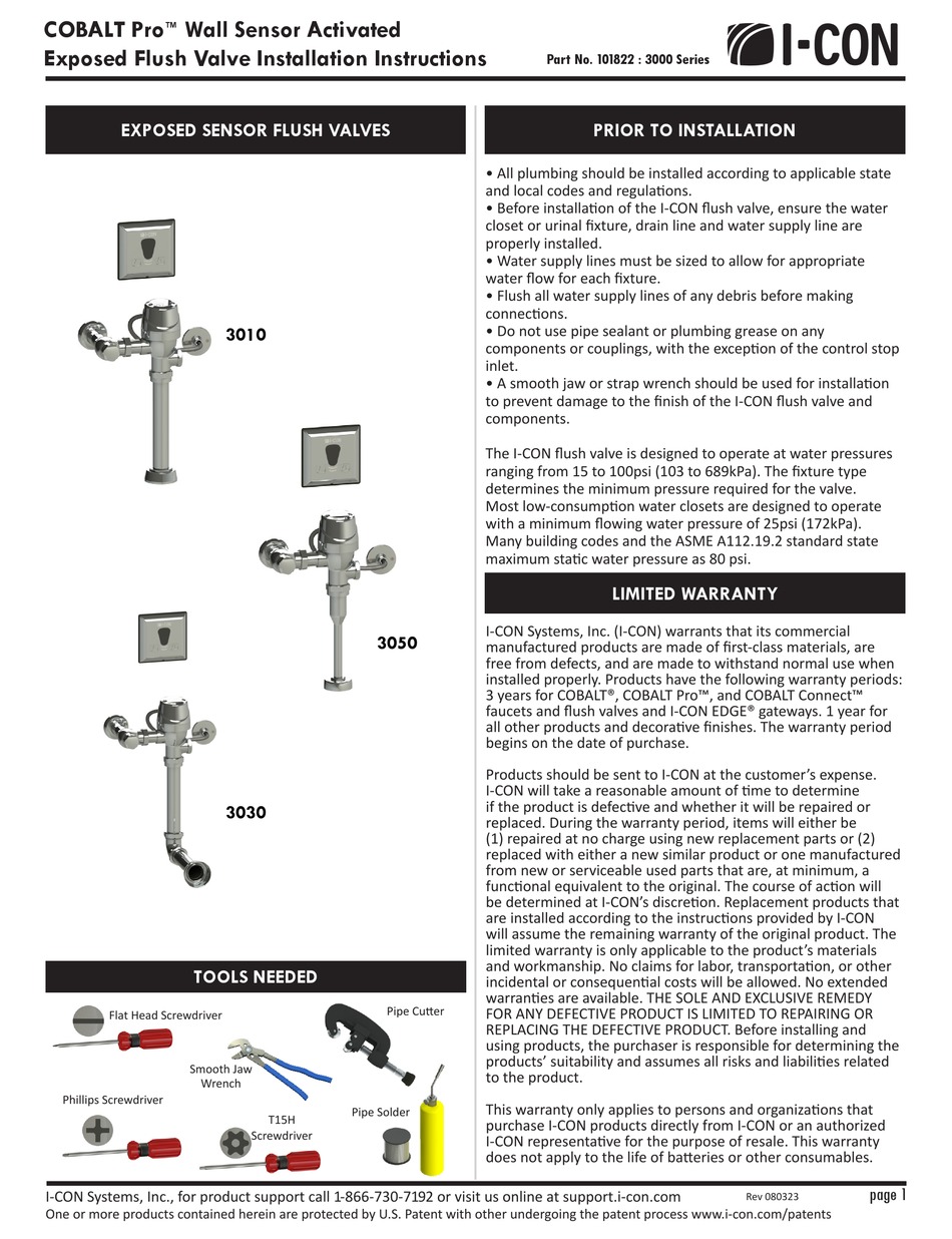ICON COBALT PRO 3000 SERIES INSTALLATION INSTRUCTIONS MANUAL Pdf