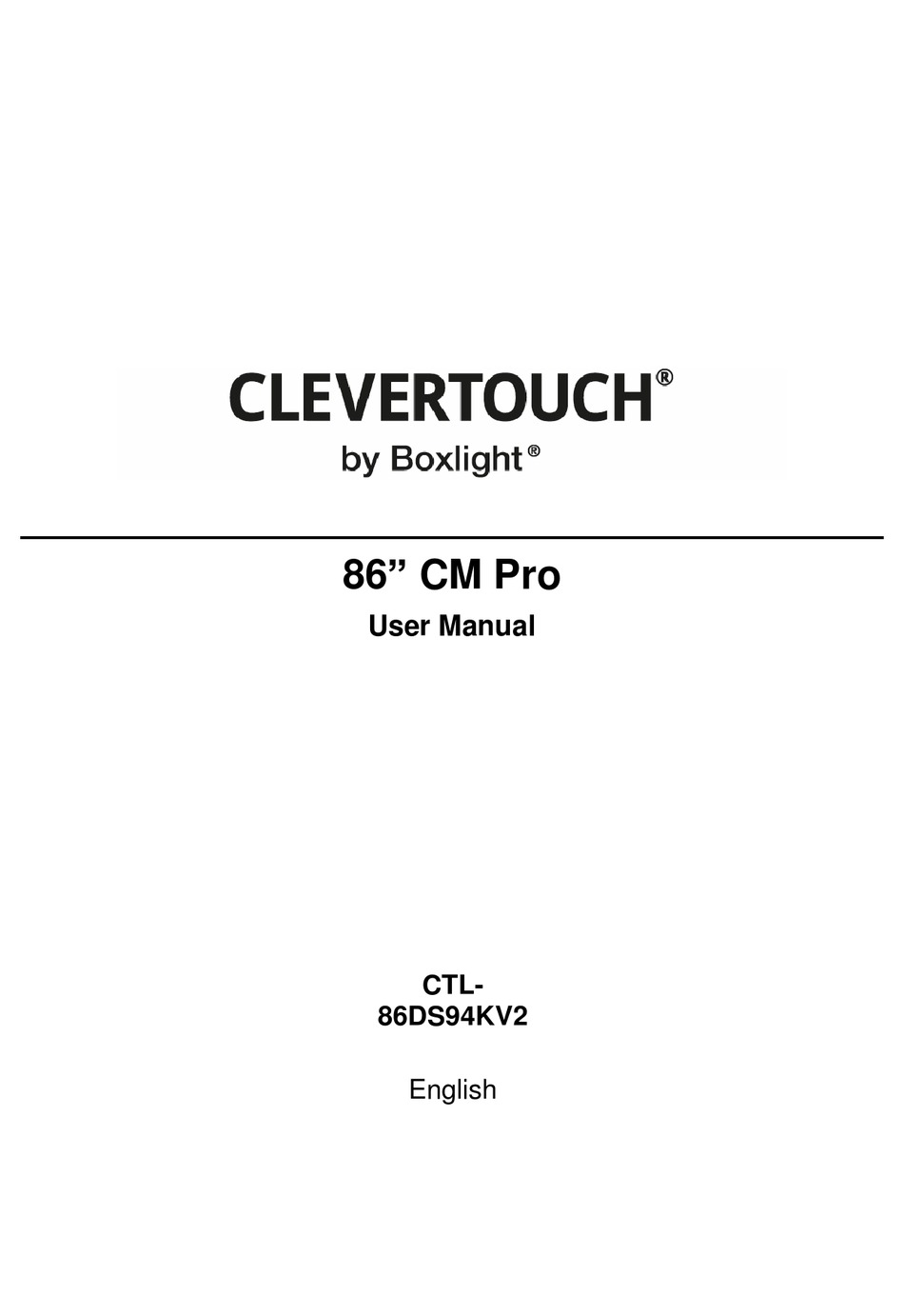 BOXLIGHT CLEVERTOUCH CTL86DS94KV2 USER MANUAL Pdf Download ManualsLib