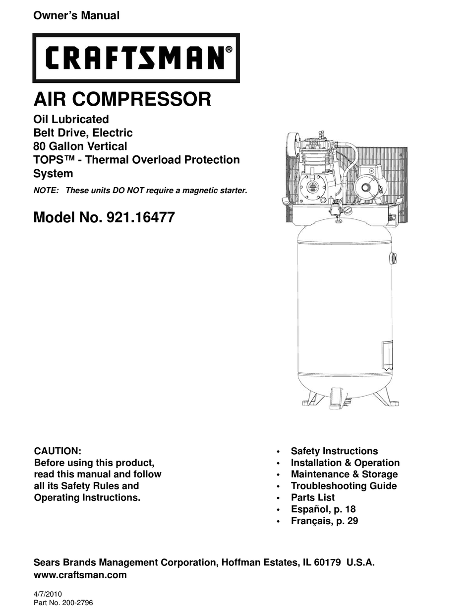 CRAFTSMAN 921.16477 OWNER'S MANUAL Pdf Download | ManualsLib