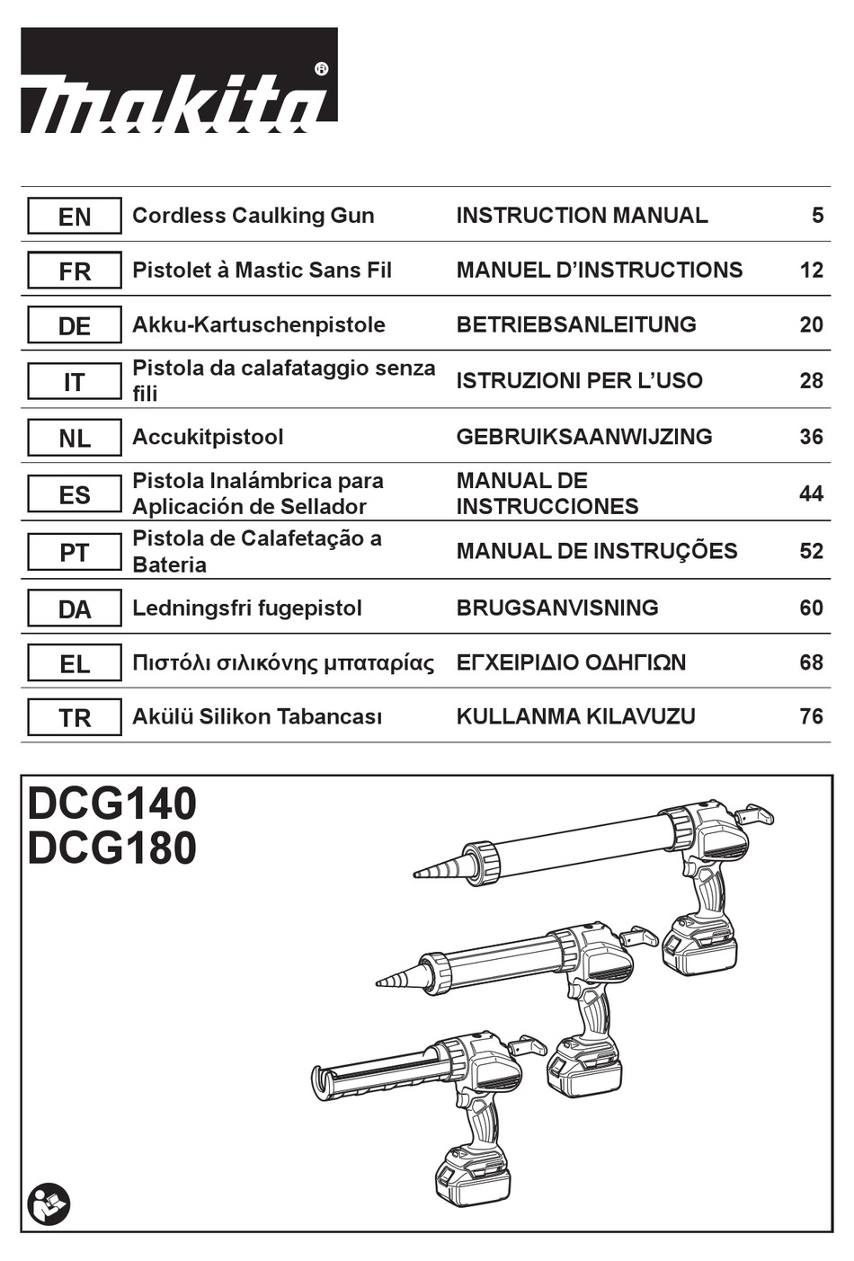 MAKITA DCG140ZXK INSTRUCTION MANUAL Pdf Download | ManualsLib