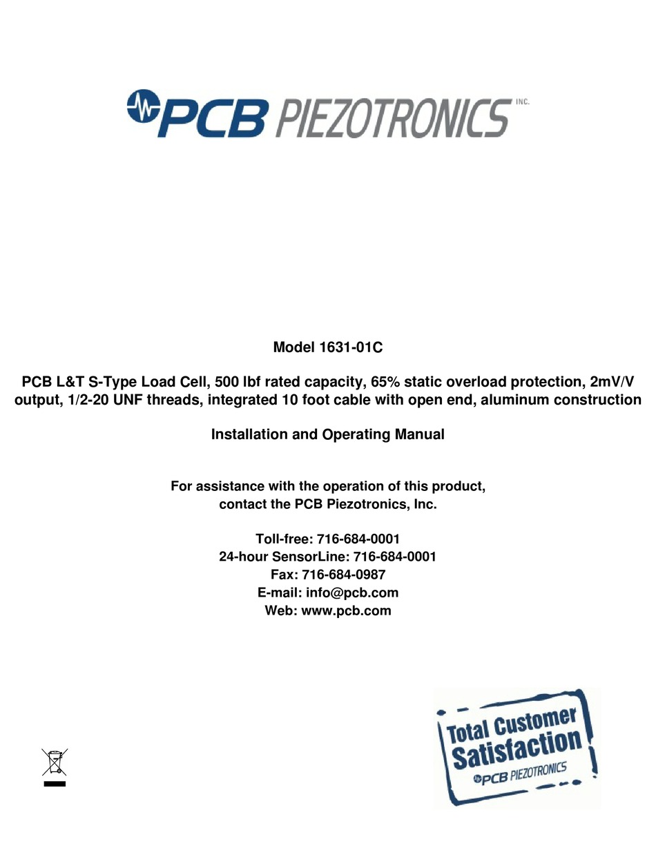 PCB PIEZOTRONICS 1631-01C INSTALLATION AND OPERATING MANUAL Pdf ...