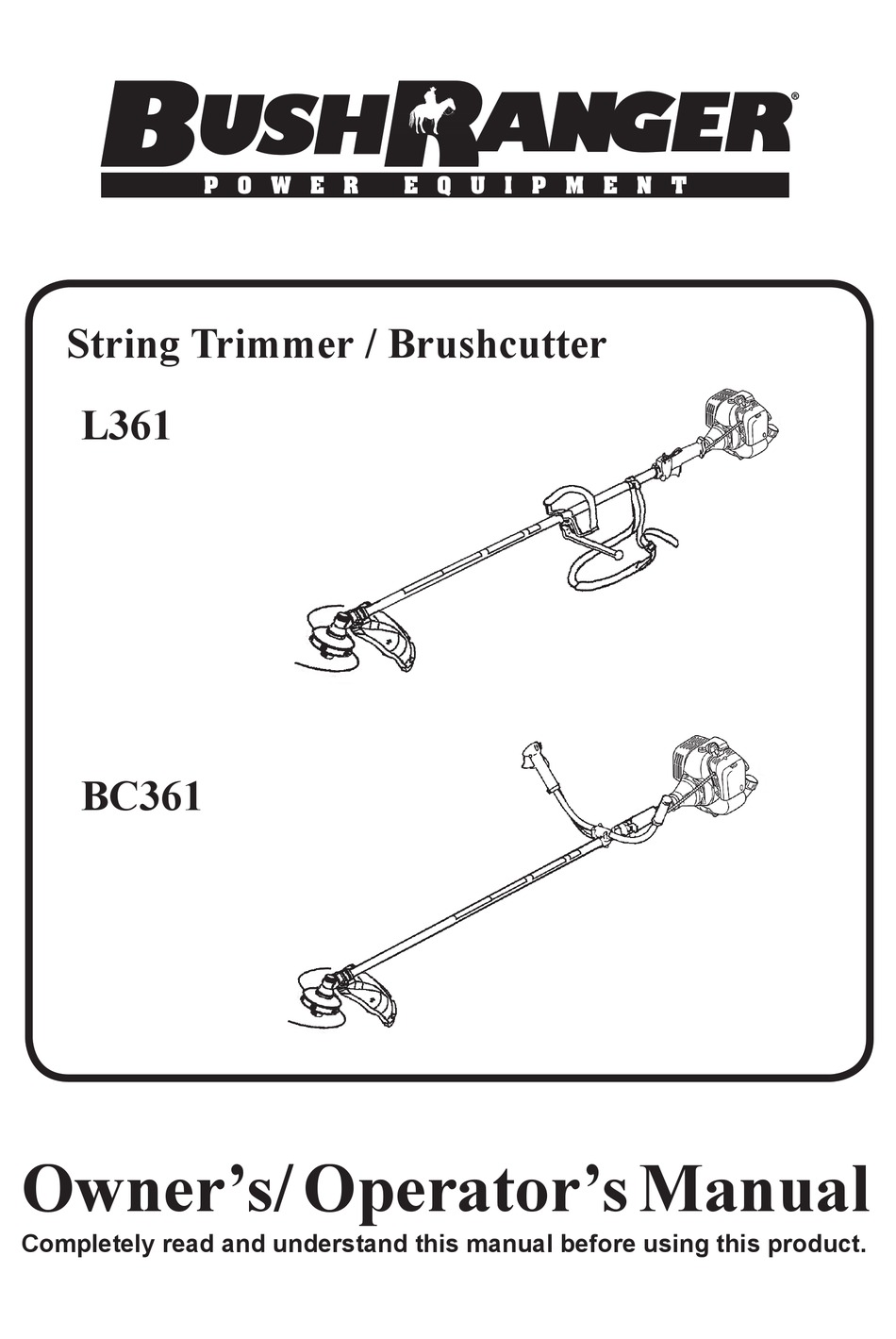 BUSHRANGER L361 OWNER'S/OPERATOR'S MANUAL Pdf Download ManualsLib