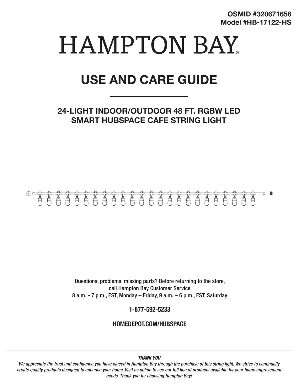 HAMPTON BAY HB17122HS USE AND CARE MANUAL Pdf Download ManualsLib