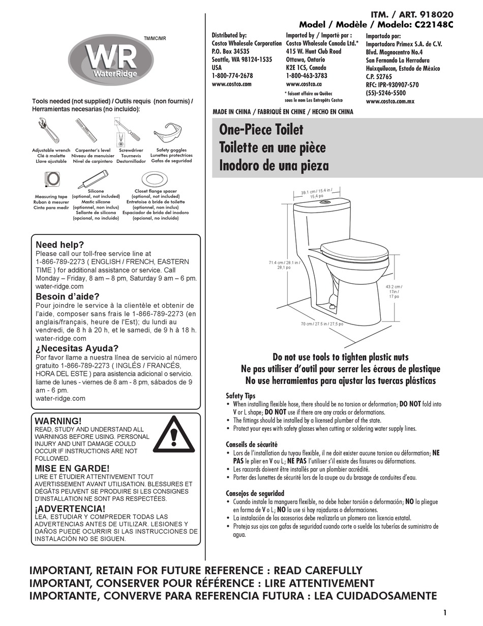 WATERRIDGE C22148C MANUAL Pdf Download | ManualsLib