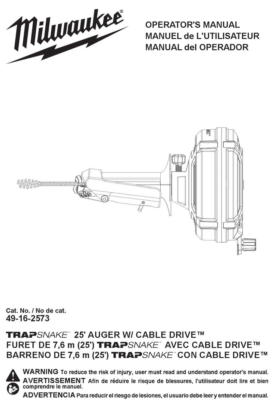 MILWAUKEE TRAPSNAKE 49162573 OPERATOR'S MANUAL Pdf Download ManualsLib