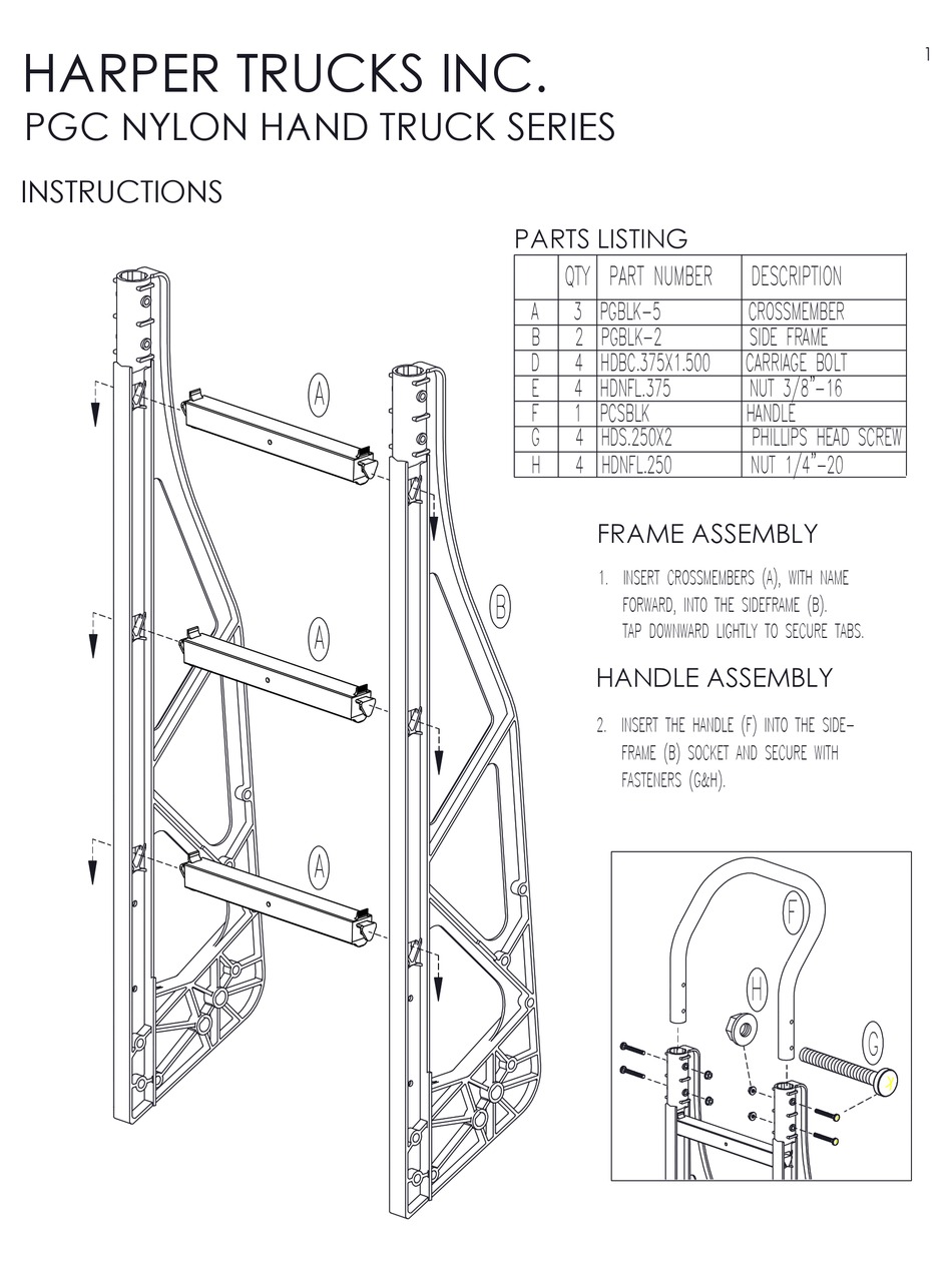 HARPER PGC NYLON HAND TRUCK SERIES INSTRUCTIONS Pdf Download ManualsLib