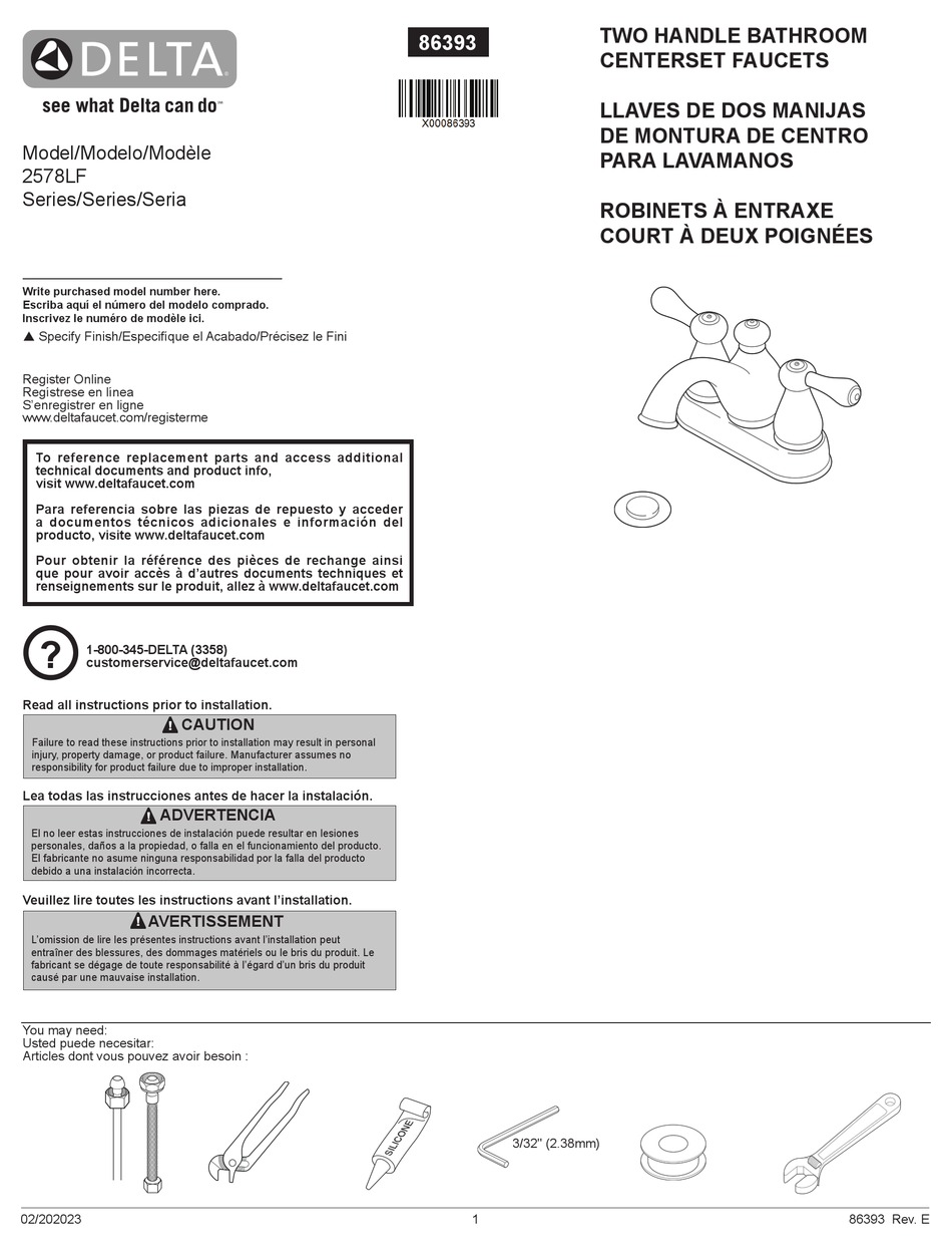 DELTA 2578LF SERIES QUICK START MANUAL Pdf Download ManualsLib