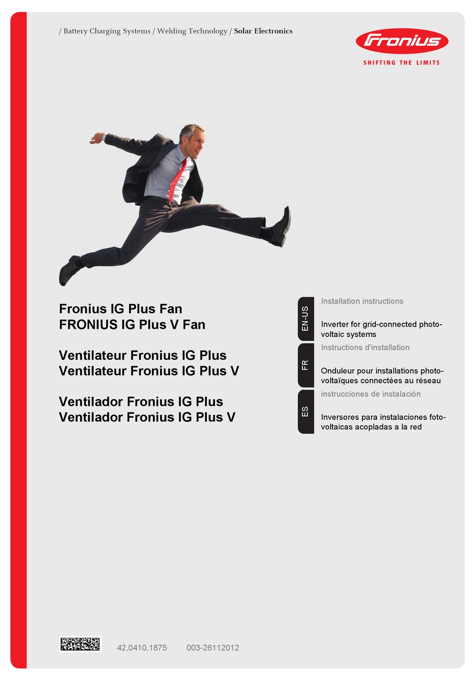 FRONIUS IG PLUS INSTALLATION INSTRUCTIONS MANUAL Pdf Download | ManualsLib