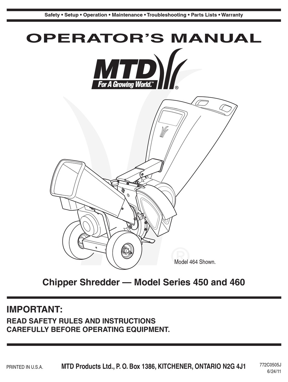 MTD 450 SERIES OPERATOR