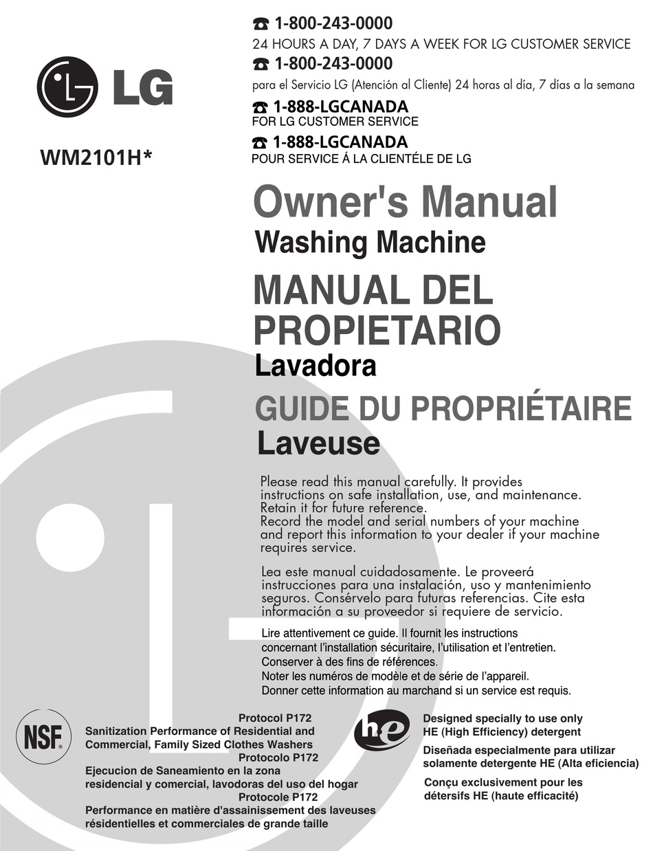 LG WM2101H OWNER'S MANUAL Pdf Download | ManualsLib