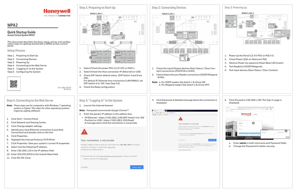 HONEYWELL MPA2 QUICK START UP MANUAL Pdf Download ManualsLib