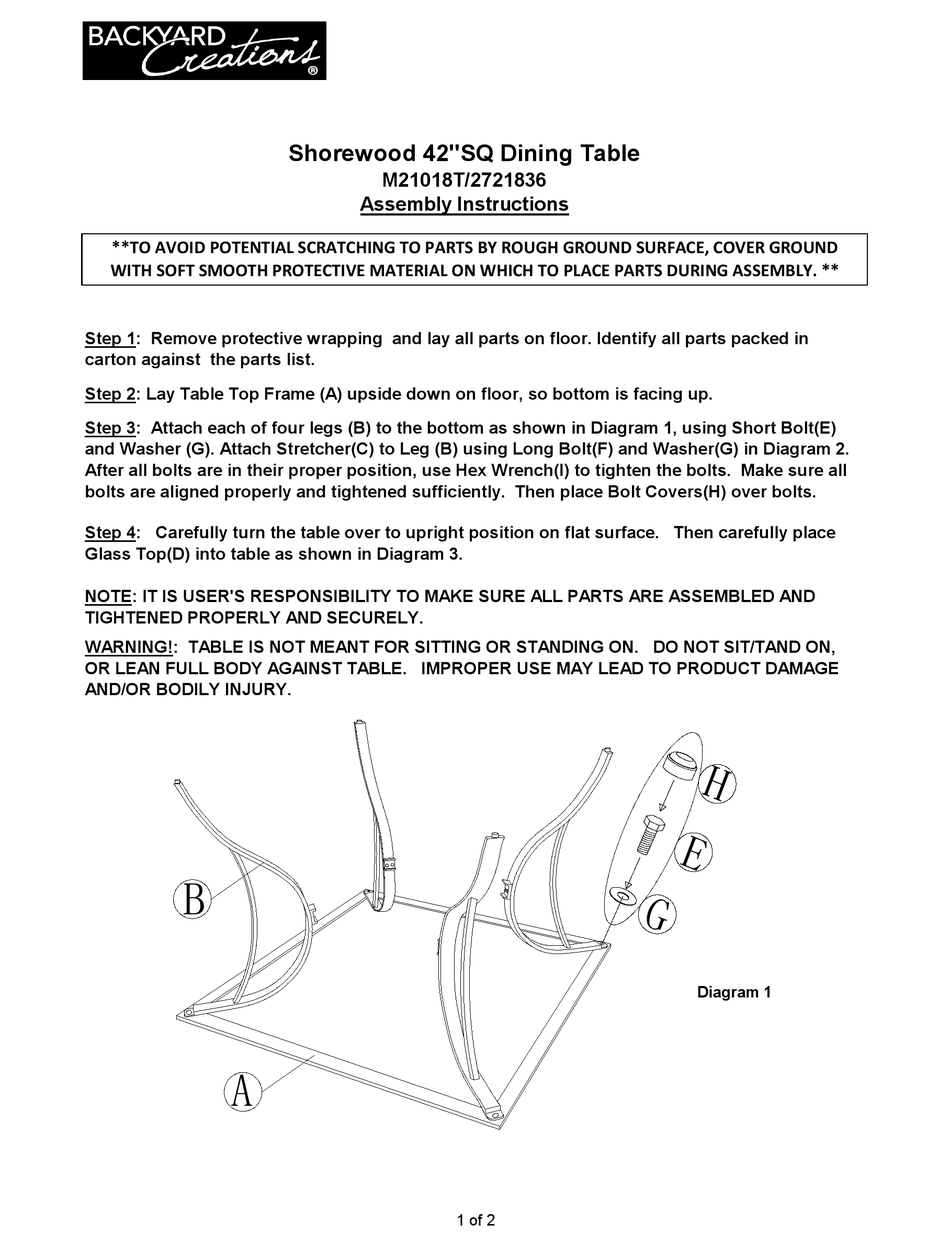 BACKYARD CREATIONS SHOREWOOD M21018T ASSEMBLY INSTRUCTIONS Pdf Download