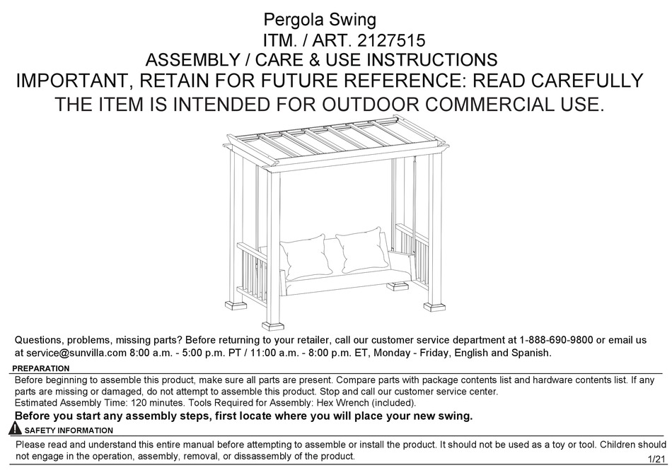 COSTCO 2127515 ASSEMBLY / CARE & USE INSTRUCTIONS Pdf Download ManualsLib