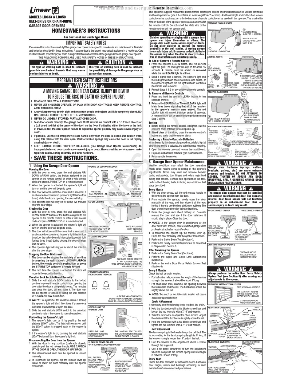 LINEAR LD050 HOMEOWNER
