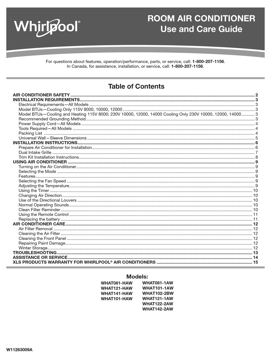 WHIRLPOOL WHAT1022BW USE AND CARE MANUAL Pdf Download ManualsLib