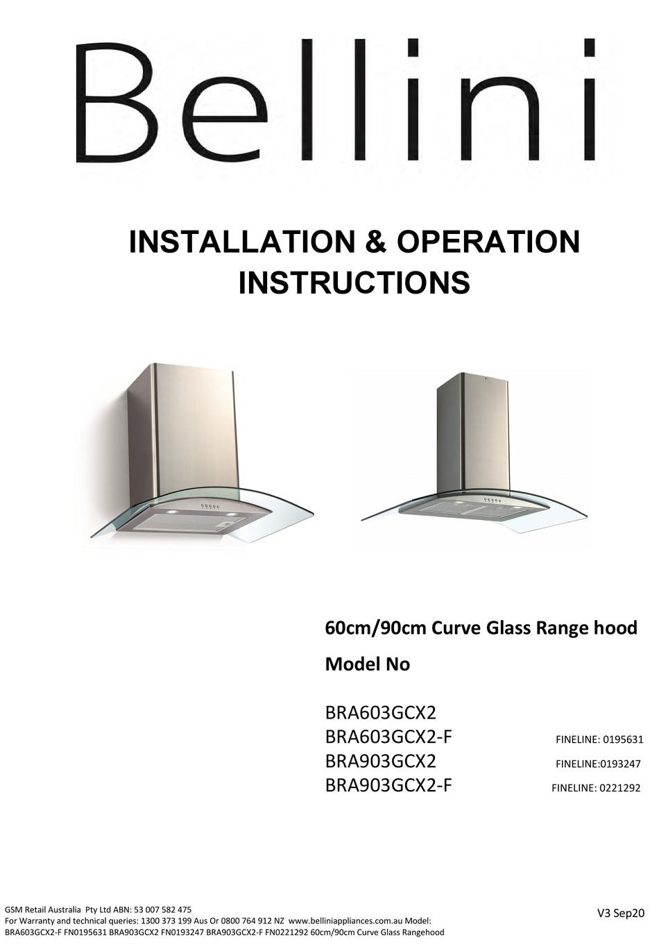 Bellini Bra603gcx2 Installation And Operation Instructions Pdf Download Manualslib 6690