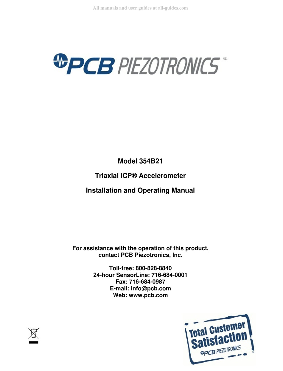 PCB PIEZOTRONICS ICP 354B21 INSTALLATION AND OPERATING MANUAL Pdf ...