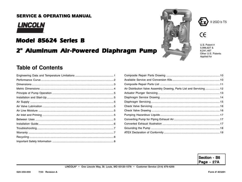 LINCOLN B SERIES SERVICE & OPERATING MANUAL Pdf Download | ManualsLib